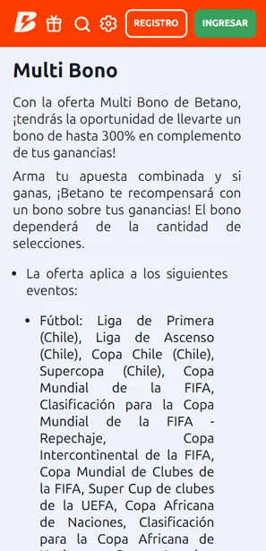 Multi Bono promoción en Betano