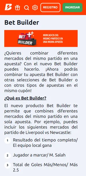 Bet builder promoción en Betano para chilenos