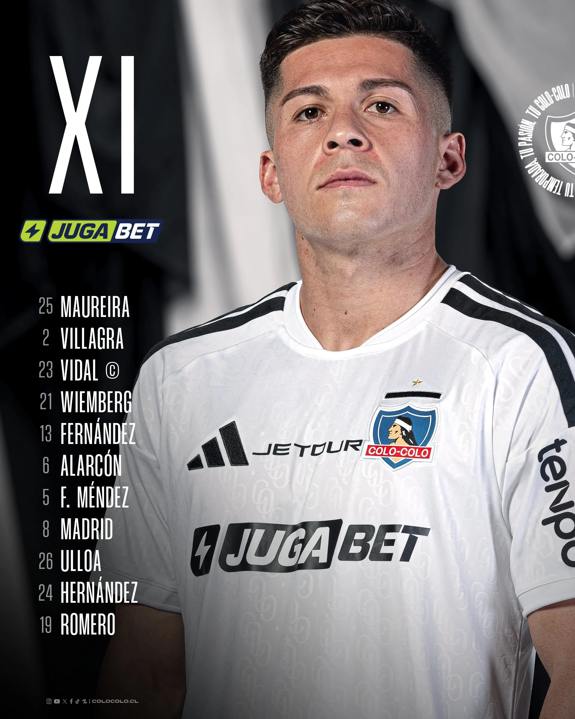 La formación de Colo Colo vs. Unión Española.
