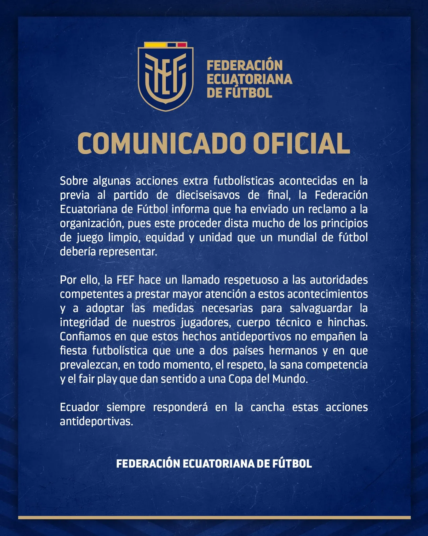 El reclamo formal de Ecuador ante lo hecho por los hinchas mexicanos