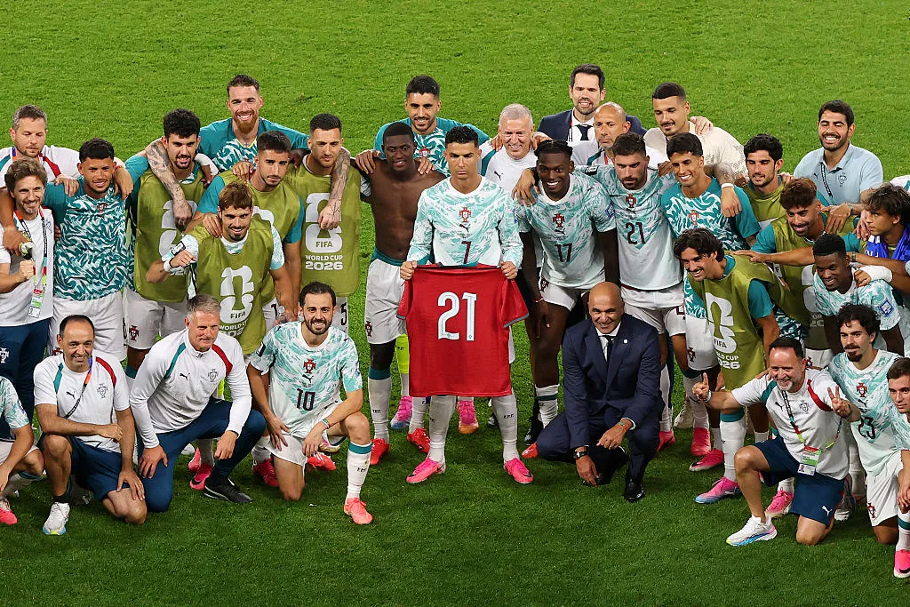 Homenaje de Cristiano Ronald y Portugal al fallecido Diogo Jota. (Photo by Mattia Ozbot/Getty Images)