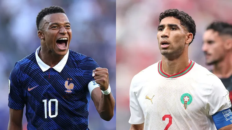 Mbappé y Hakimi cara a cara en el Mundial.