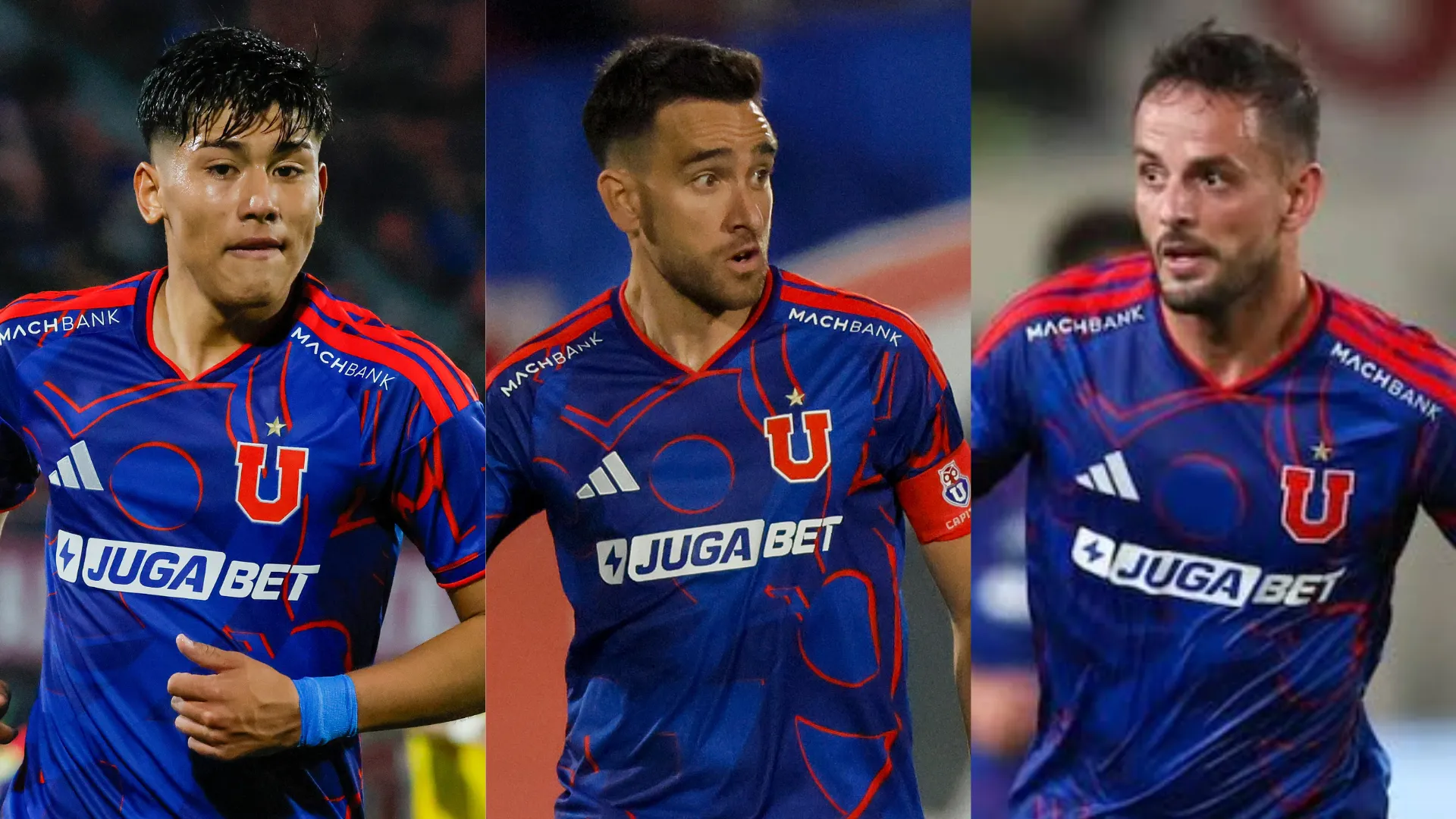Elías Rojas, Matías Zaldivia y Octavio Rivero, las bajas contra Audax Italiano. (Imágenes: Photosport - U. de Chile)