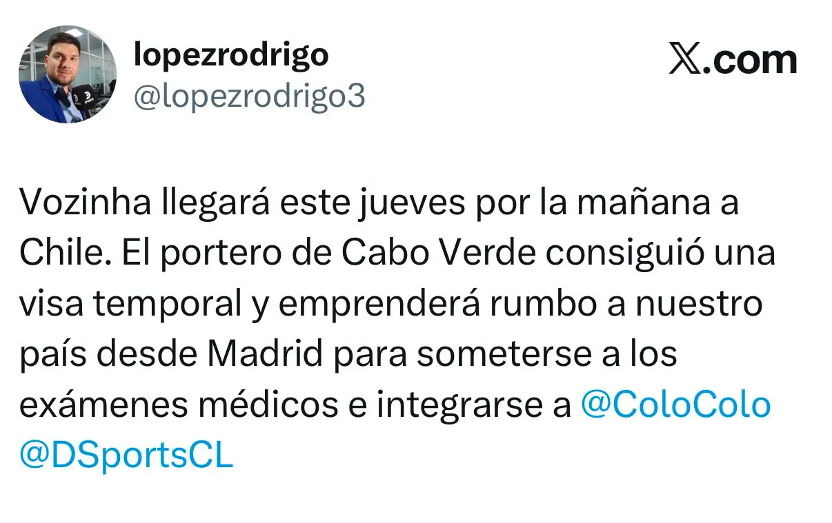 Captura de la publicación de Rodrigo López en X.