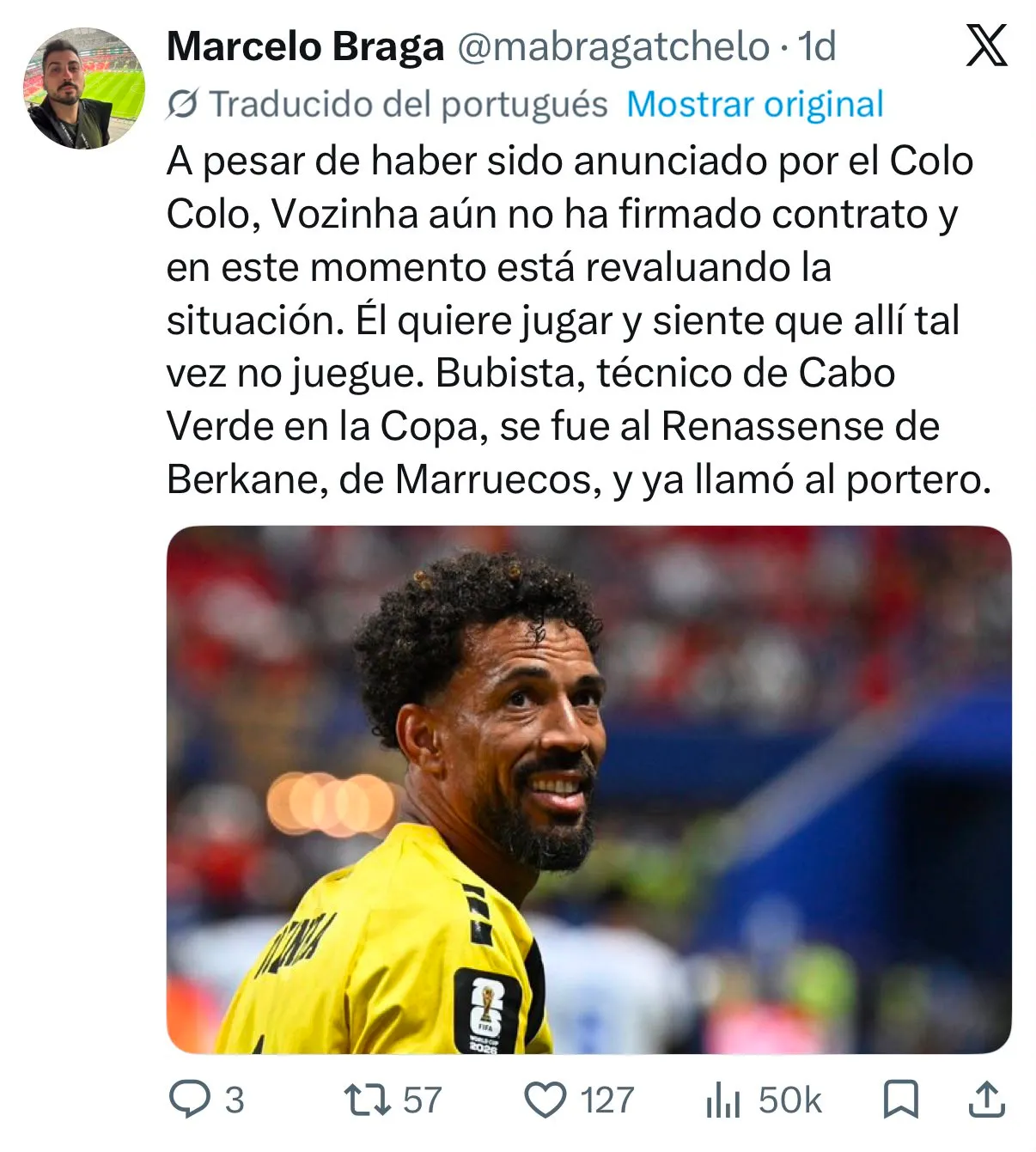 Captura de la publicación de Marcelo Braga en X.