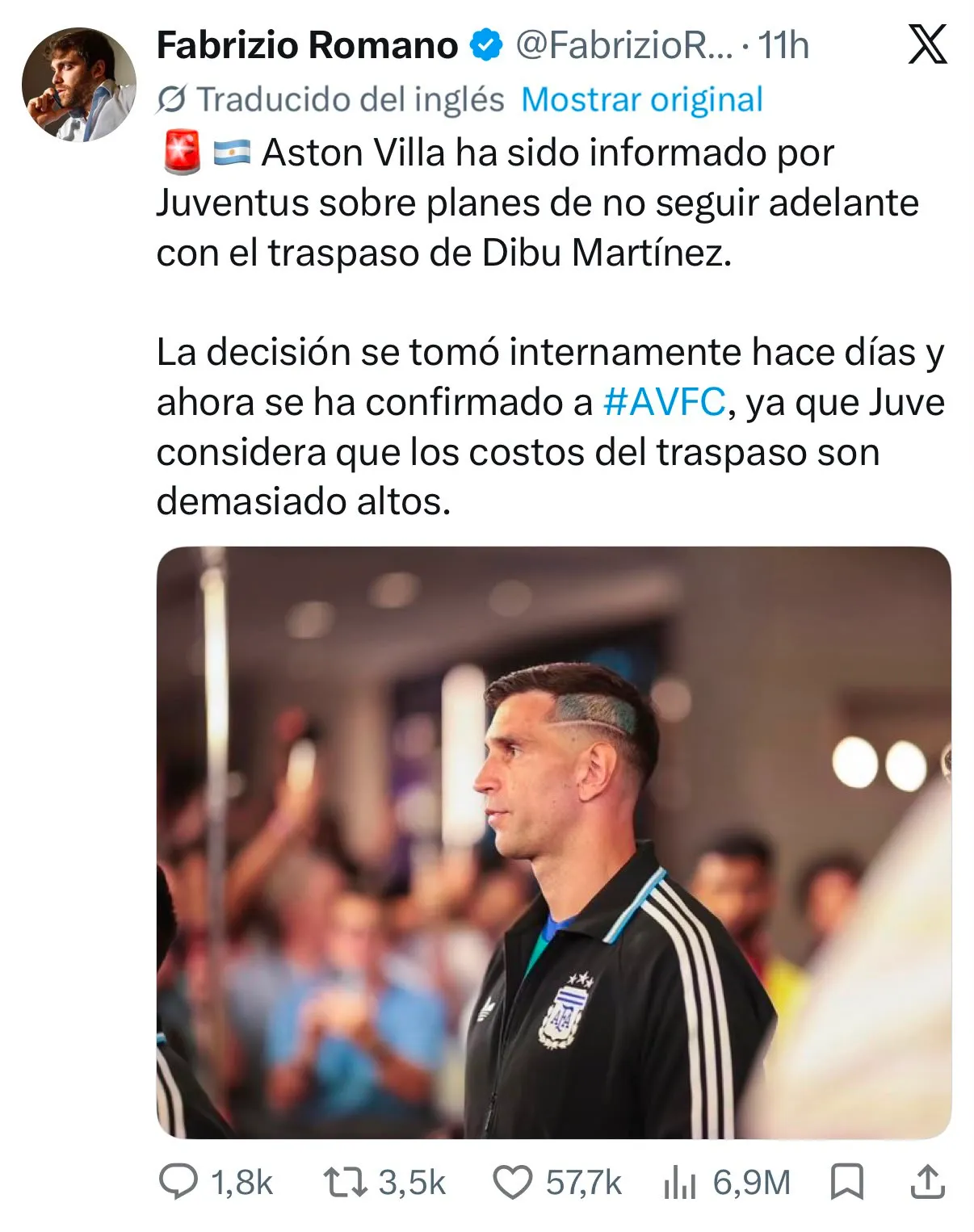 Captura de la publicación de Fabrizio Romano en X.