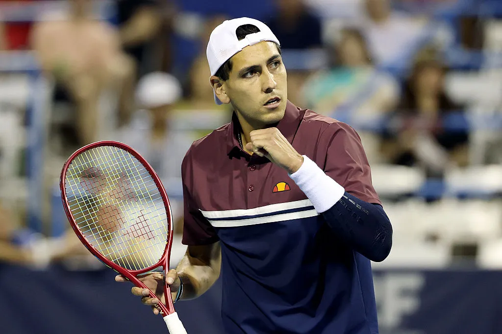 WASHINGTON, DC – AUGUST 01: Alejandro Tabilo of Chile celebrates during a men’s singles match against Rafael Jodar of Spain on day six of the Mubadala DC Open 2026 at William H.G. FitzGerald Tennis Center on August 01, 2026 in Washington, DC. (Photo by Emilee Chinn/Getty Images)