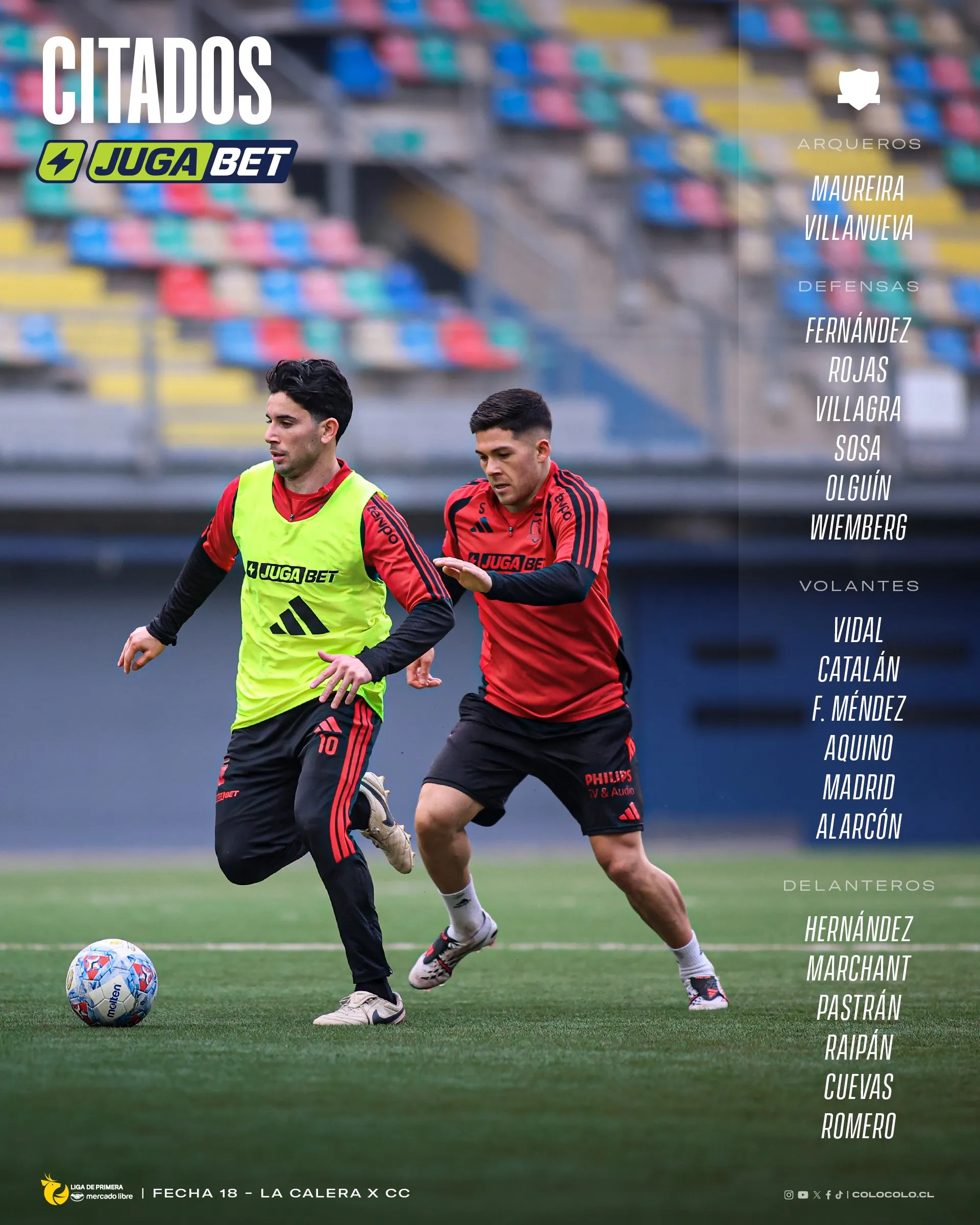 La citación de Colo Colo vs. Unión La Calera. (Foto: @ColoColo)
