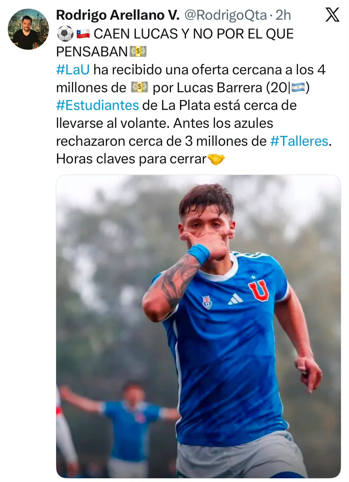 Captura de la publicación de Rodrigo Arellano en X.