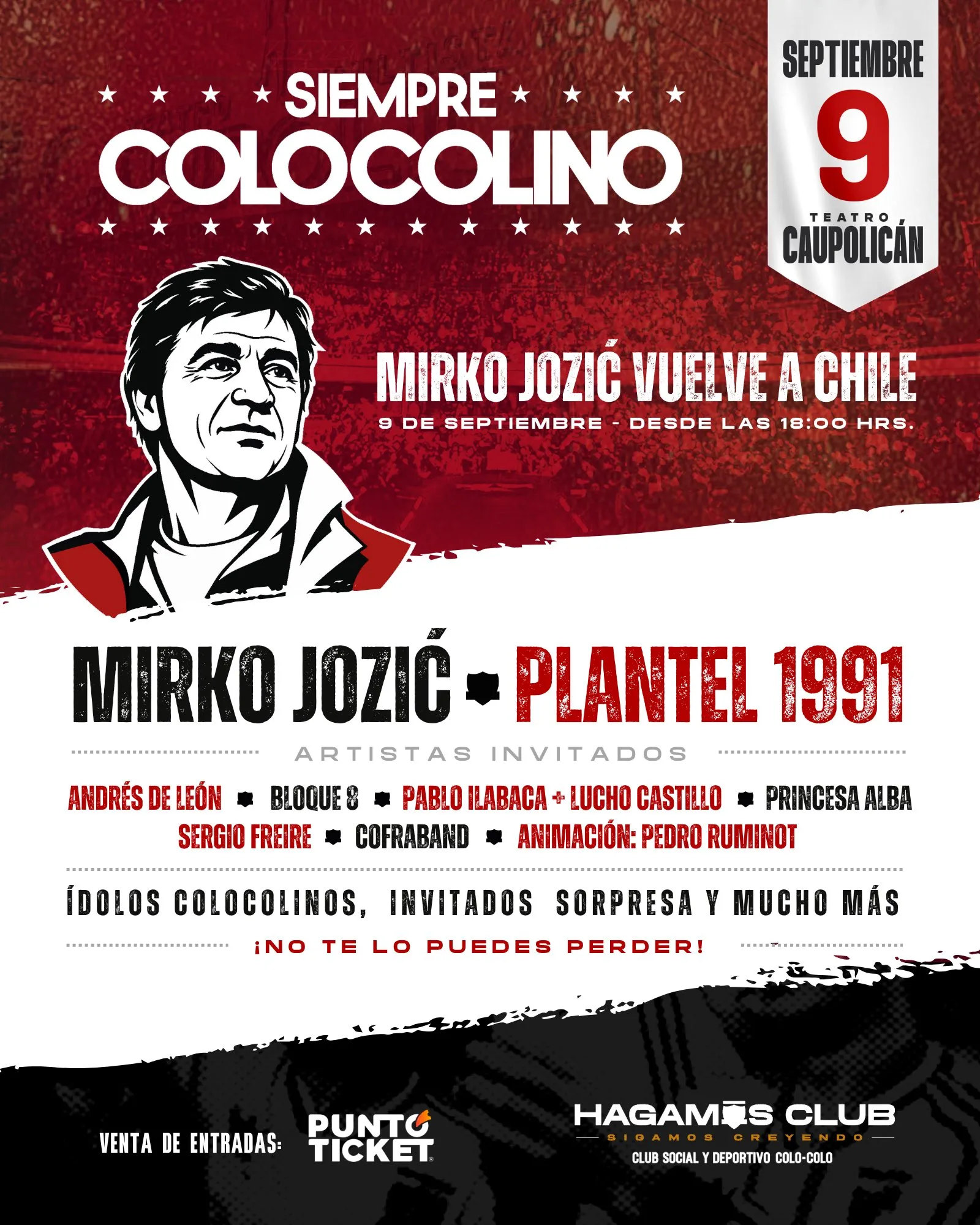 Afiche para la bienvenida a Mirko Jozic en el Teatro Caupolicán. (Foto: CSD Colo Colo)