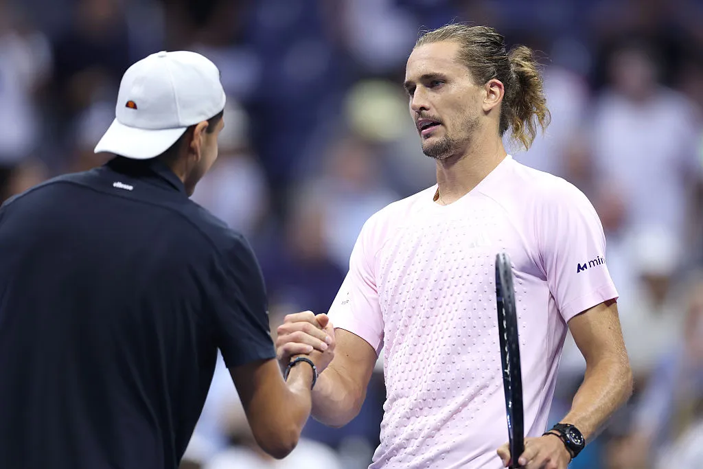 NEW YORK, NEW YORK – SEPTEMBER 05: Alexander Zverev of Germany shakes hands after a win against Alejandro Tabilo of Chile during their Men’s Singles Third Round match on Day Seven of the 2026 US Open at USTA Billie Jean King National Tennis Center on September 05, 2026 in the Flushing neighborhood of the Queens borough of New York City. (Photo by Julian Finney/Getty Images)