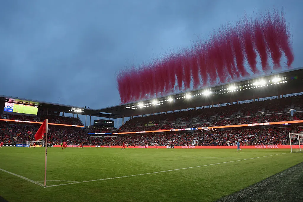 ST LOUIS, MISSOURI – AUGUST 1: The match between the St. Louis CITY SC and Real Salt Lake kicks off in the first half at Energizer Park on August 1, 2026 in St Louis, Missouri. (Photo by Dilip Vishwanat/Getty Images)