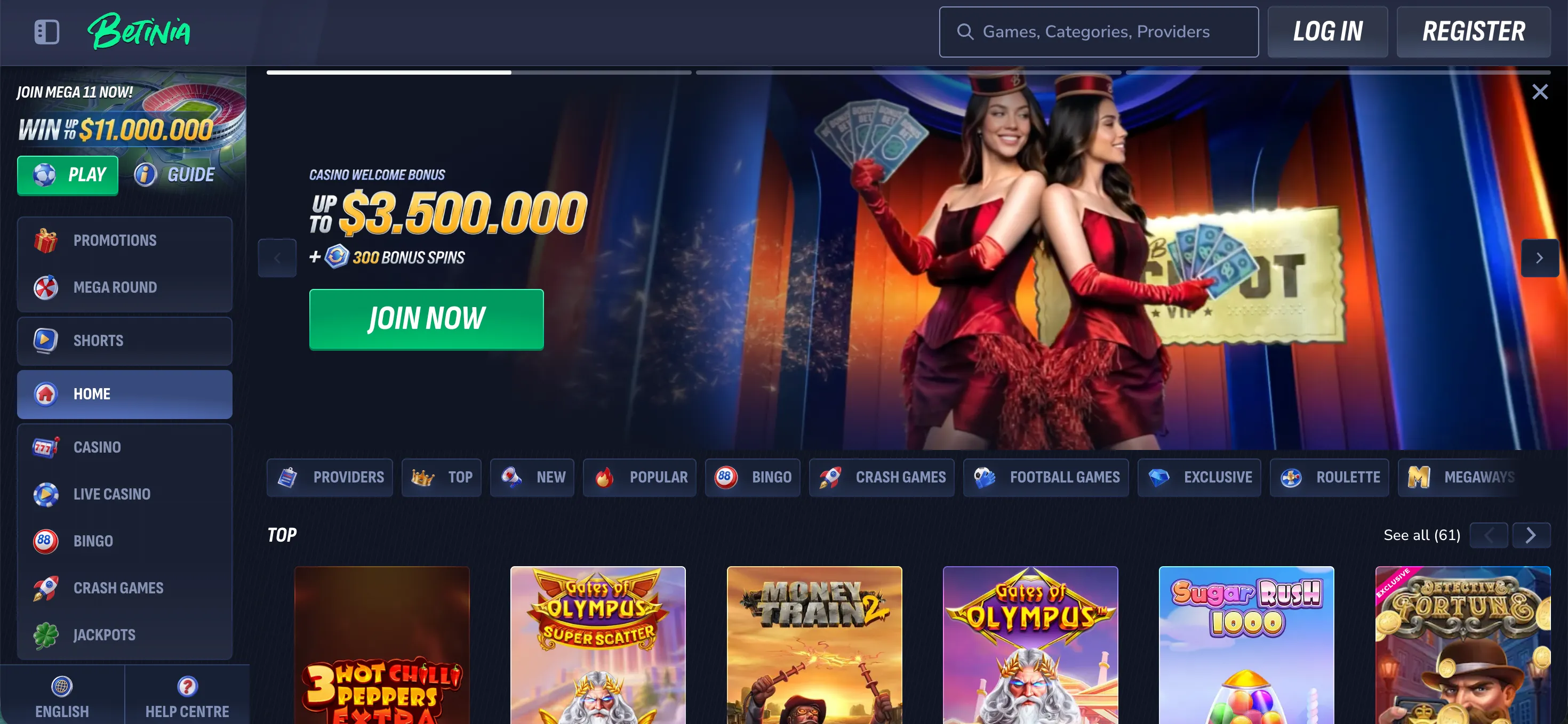 Bono de hasta 3.500.000 en casino con el código promocional Betinia