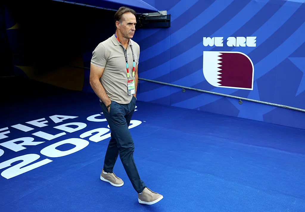 SEATTLE, WASHINGTON – JUNE 24: Julen Lopetegui
 , Manager of Qatar arrives at the stadium prior to the FIFA World Cup 2026 Group B match between Bosnia and Herzegovina and Qatar at Seattle Stadium on June 24, 2026 in Seattle, Washington. (Photo by Richard Heathcote/Getty Images)