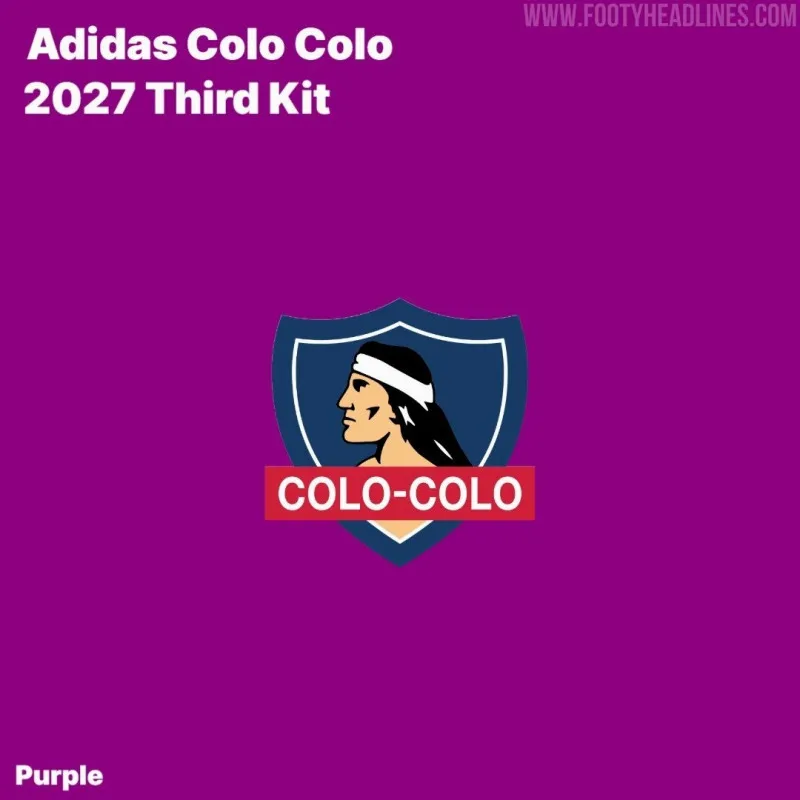 Paleta del púrpura que tendría la tercera camiseta de Colo Colo 2027. (Foto: Footy Headlines)