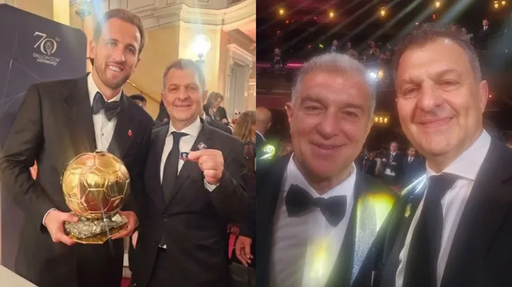 Aníbal Mosa hizo buenas migas con el ganador del Balón de Oro y el presidente del Barcelona. (Foto: Colo Colo)