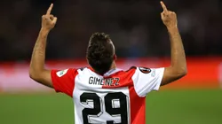 ROTTERDAM, NETHERLANDS - SEPTEMBER 15: Santiago Gimenez of Feyenoord celebrates after scoring their side's fifth goal during the UEFA Europa League group F match between Feyenoord and SK Sturm Graz at Feyenoord Stadium on September 15, 2022 in Rotterdam, Netherlands. (Photo by Dean Mouhtaropoulos/Getty Images)