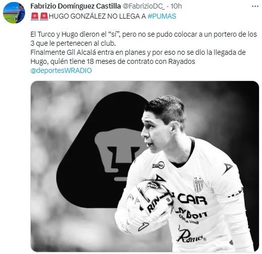 Caído lo de Hugo González. (@FabrizioDC_)