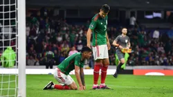 Ciudad de México a 26 de Marzo de 2023. Edson Álvarez y César Montes, durante el partido de la fase de grupos de la Liga de Naciones de la Concacaf 2022-2023, entre la Selección Nacional de México y la selección de Jamaica, celebrado en el estadio Azteca. Foto: Imago7/ Mariana Amador