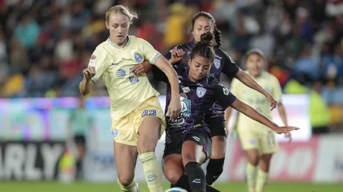 Sarah Luebbert of America during the game Pachuca vs America, corresponding to Round 08 of the Torneo Clausura 2023 of the BBVA MX Womens League, at Hidalgo Stadium, on March 06, 2023. Sarah Luebbert de America durante el partido Pachuca vs America, Correspondiente a la Jornada 08 del Torneo Clausura 2023 de la Liga BBVA MX Femenil, en el Estadio Hidalgo, el 06 de Marzo de 2023