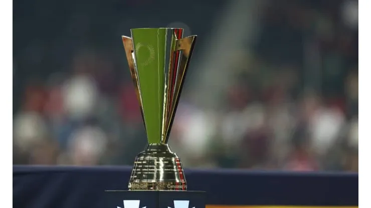 LAS VEGAS, NV - AUGUST 01: The Trophy of Championship is displayed during the CONCACAF Gold Cup 2021 final match between United States and Mexico at Allegiant Stadium on August 1, 2021 in Las Vegas, Nevada. (Photo by Omar Vega/Getty Images)