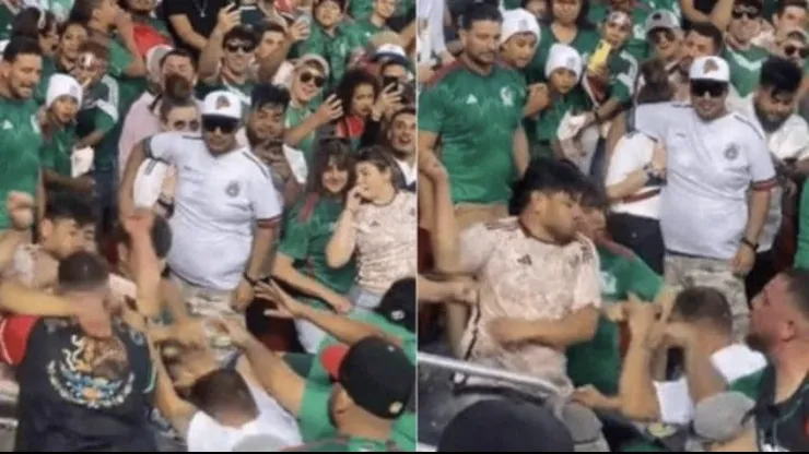 Aficionados de México se toman a golpes de puños en la grada.