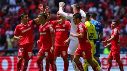 Los jugadores del Deportivo Toluca celebrando un gol.