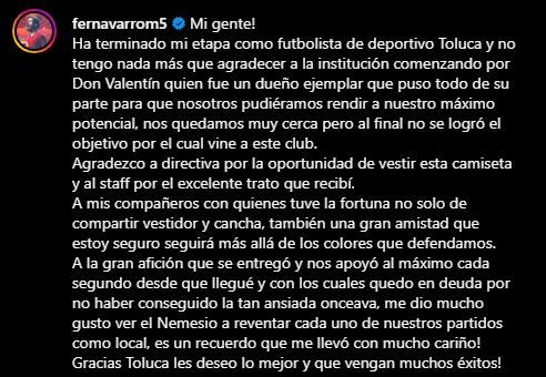 El mensaje de despedida de Fernando Navarro de Toluca [Getty Images]
