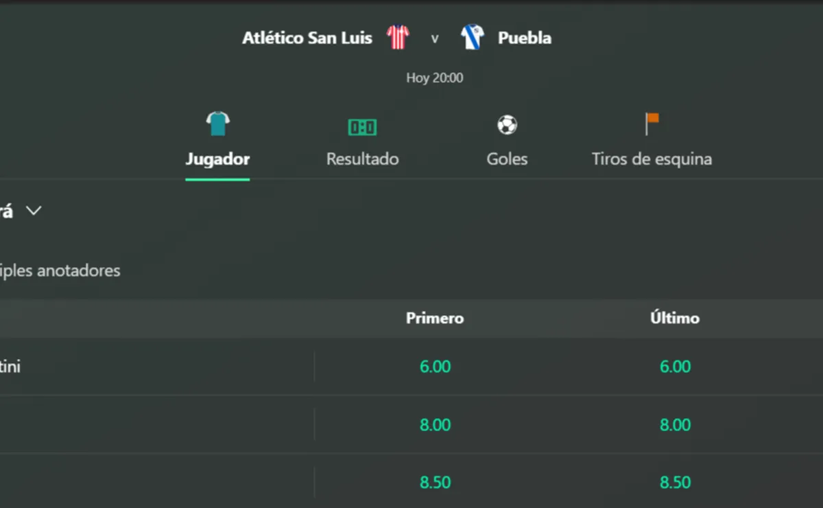 Interfaz de Bet365 para apuestas deportivas