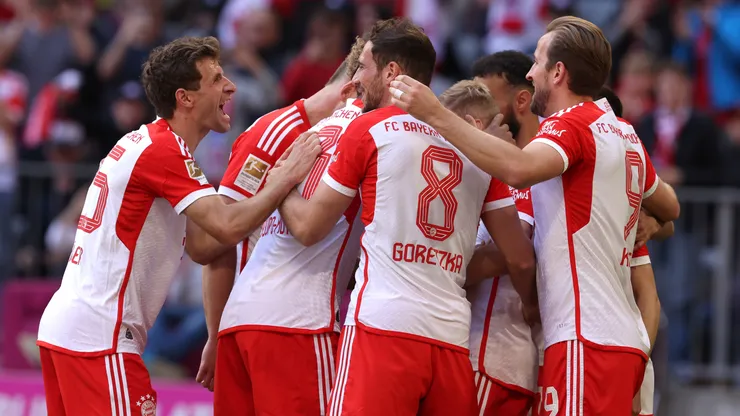 La celebración de los futbolistas de Bayern Múnich.