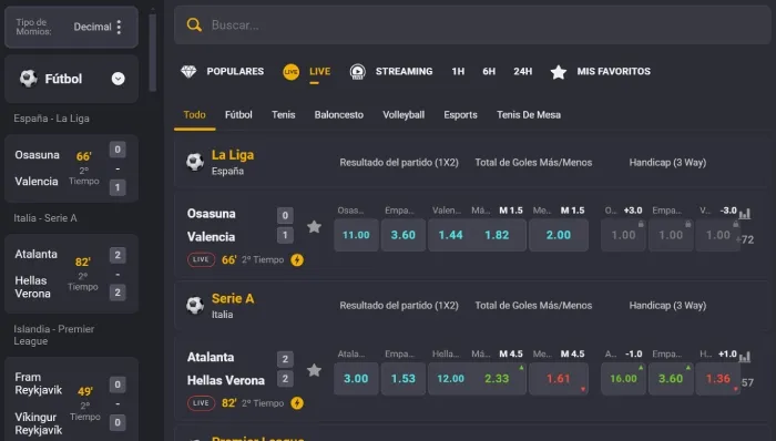 Apuestas en vivo y Transmisión en Coolbet