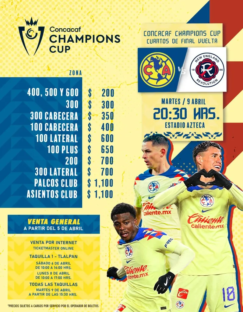 Precio de boletos para el duelo América vs. New England Revolution