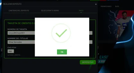 Pantalla de depósito correcto Strendus