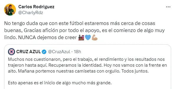 El mensaje de Charly Rodríguez tras la final perdida (Captura de X)