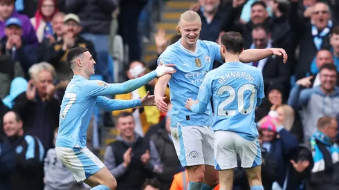 Haaland festeja el gol de Manchester City.