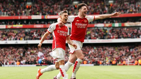 Los futbolistas de Arsenal, a puro festejo.