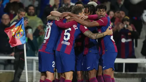 Los jugadores de Barcelona, a puro festejo.