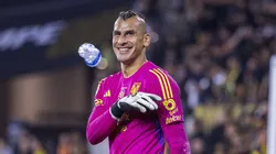September 27, 2023, Los Angeles, California, USA: Goalkeeper, Nahuel Guzman 1 of the Tigres UANL catches a water bottle that was thrown on the field during their 2023 Campeones Cup game against the Los Angeles Football Club on Wednesday September 27, 2023 at the BMO Stadium in Los Angeles, California. Tigres defeat LAFC 4-2 on penalty kicks. ARIANA RUIZ/PI Los Angeles USA - ZUMAp124 20230927_zaa_p124_023 Copyright: xArianaxRuizx
