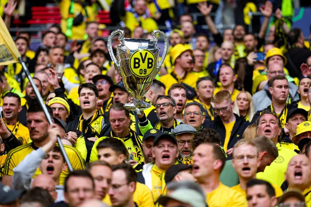 La afición del Borussia Dortmund ya se encuentra en las gradas de Wembley. (Imago)