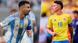 Lionel Messi y James Rodríguez, las figuras de Argentina y Colombia.