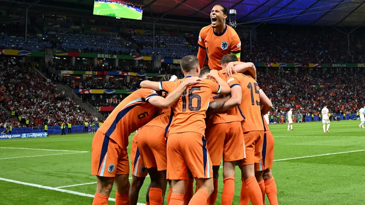 Los jugadores de Países Bajos, a puro festejo.
