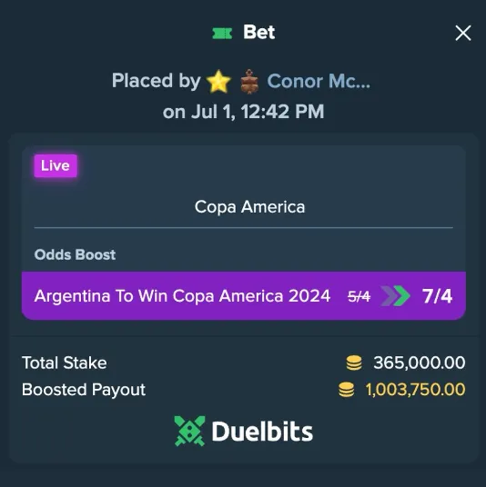 La apuesta de Conor McGregor por Argentina (Fuente: @thenotoriousmma)