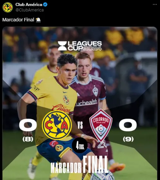 Así anunciaba América el final de su camino en la Leagues Cup. [Foto Redes Sociales]
