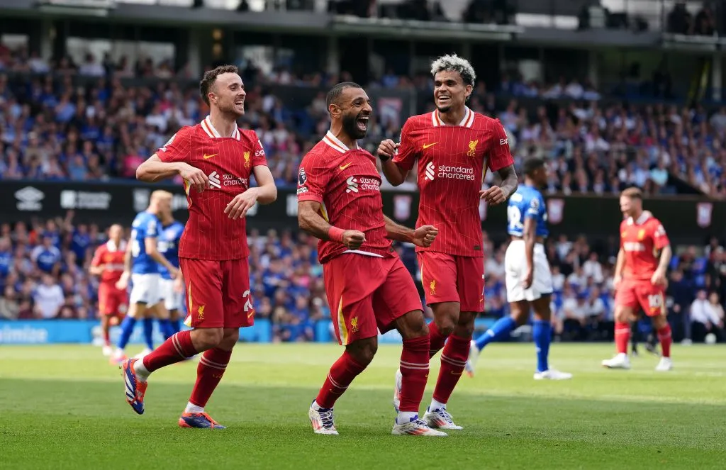 Mohamed Salaha celebrando su gol contra Ipswich Town (IMAGO)