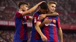 Los jugadores de Barcelona, a puro festejo.