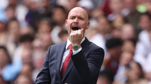 Erik Ten Hag, eufórico durante la Community Shield