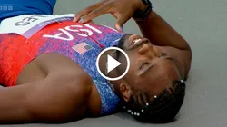 Noah Lyles tuvo que ser atendido por los médicos tras la carrera de 200 metros