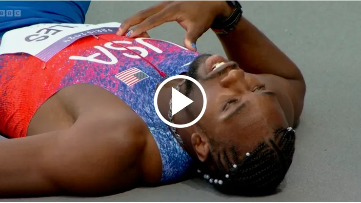Noah Lyles tuvo que ser atendido por los médicos tras la carrera de 200 metros