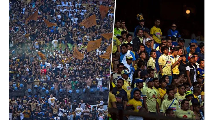 Afición de Pumas y América en el Azteca.