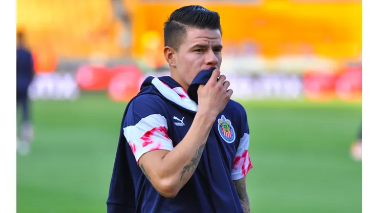 Pavel Pérez, previo a un partido de Chivas en el torneo Clausura 2023.